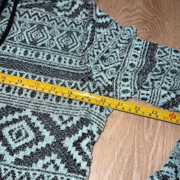 One World Cowl Neck Pattern Pullover Tunic Sweatshirt Turquoise, Women’s Medium - Picture 4 of 13